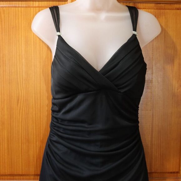 Dress Barn Y2K Black Formal Homecoming Prom Vintage Slim Dress Whimsy Goth LG - Picture 2 of 15